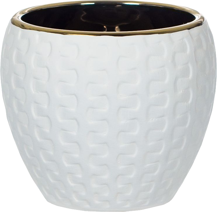 Doniczka ceramiczna Konti 8 (biały/złoty)